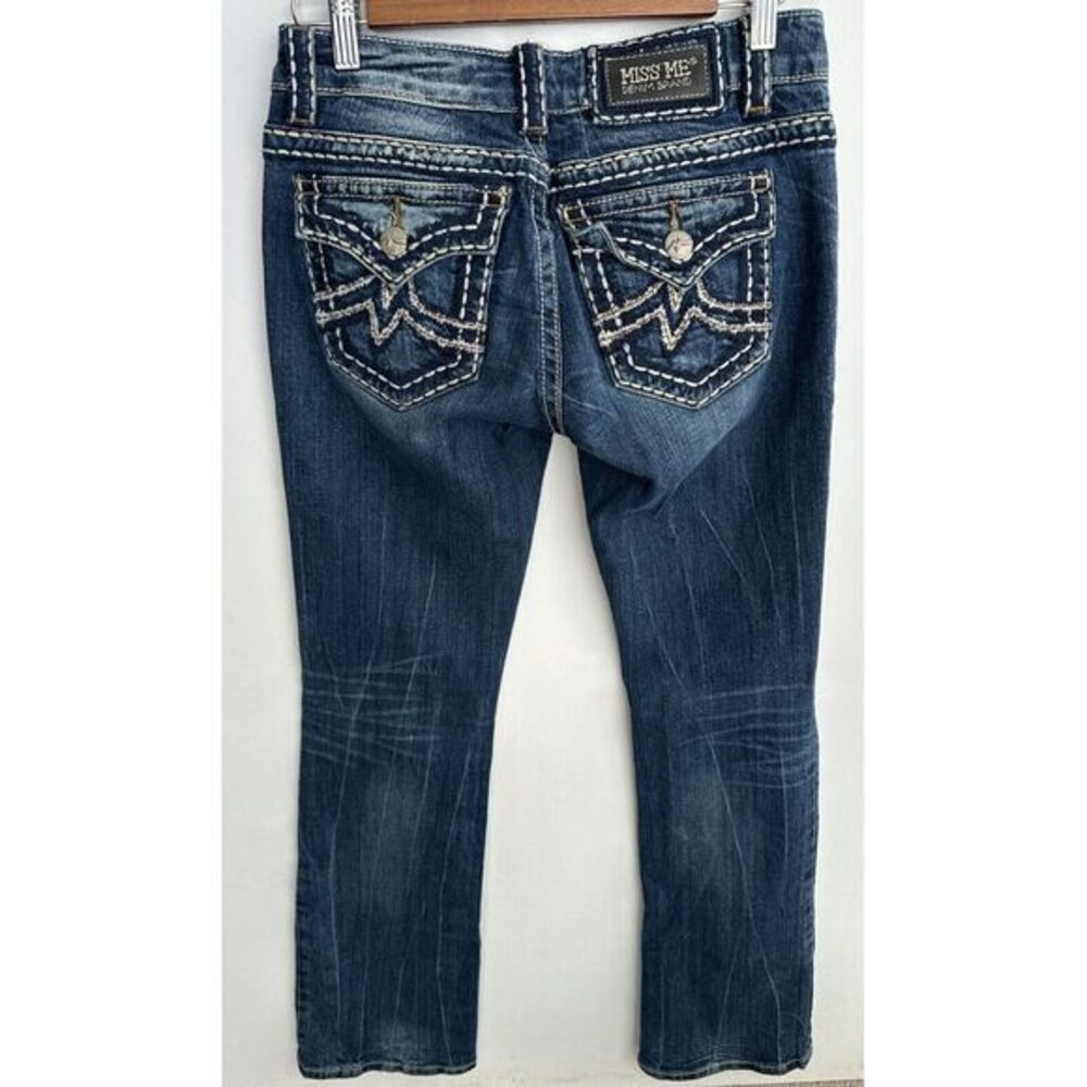 Miss Me Y2K Jeans Irene Boot Womens 28 Thick‎ Stitch Flap Pocket Dark Wash Denim
